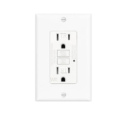 (15 AMP - 1 Pack) GFCI Outlet WR White – Tamper Resistant, Weather Resistant GFI Receptacle with Self-Test, LED Indicator,UL Listed, Easy Install – Ground Fault Outlet for Outdoor Use & Bathroom