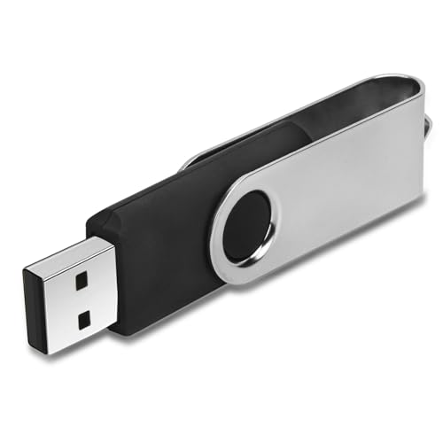 Swivel Design 16GB USB Flash Drive with Keychain, USB 2.0 Portable Thumb Drive Memory Stick, FAT32 Format Flashdrive for Data Storage, Photos, Music, Files (Black, 16 GB)