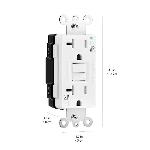 Basics Weather-Resistant Tamper-Resistant GFCI Receptacle with LED Indicator, Self-Test Feature, Ground Fault Circuit Interrupter for Indoor or Outdoor Use, 20 Amp, White