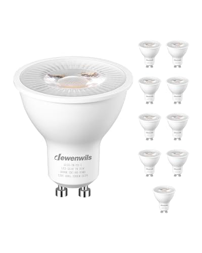 DEWENWILS 10-Pack GU10 LED Bulb Dimmable, 3000K Warm White GU10 Bulb Replacement for Track Lighting, 500LM, 7W(50W Equivalent) LED Light Bulb for Kitchen, Range Hood, Living Room, Bedroom
