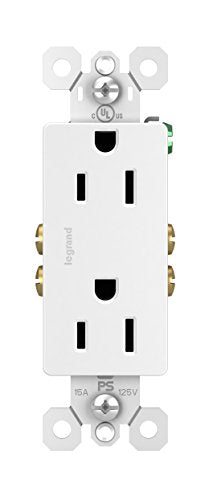 Legrand Radiant 885TRWCC21 15 Amp Decorator Duplex Outlet, White, 1 Count