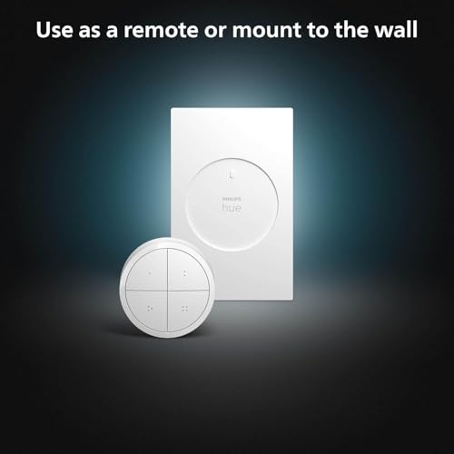Philips Hue Wall Tap Dial Light Switch, Portable, White - 1 Pack - Requires Lights and Bridge - Smart Home - Easy, No-Wire Installation