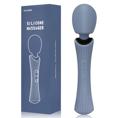 Cordless Handheld Personal Massager - Soft Silicone & Waterproof & USB Rechargeable & Quiet Motor, with 12 Vibration Patterns, 3 Powerful Speeds, for Muscle Tension Relief - Rose Blue