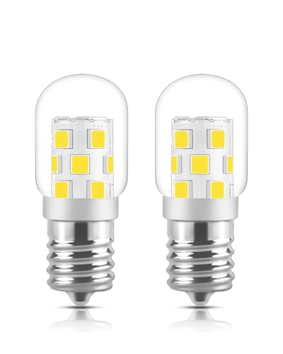 LED Microwave Light Bulb Under Hood 40W Equivalent-125V E17 Base for Whirlpool Microwave Light Bulb - 3W 400LM Dimmable Range Hood T7 Appliance Oven Light Bulbs, 2 Packs (2700K Warm White)