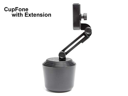 WeatherTech CupFone with Extension – Adjustable, Universal Cup Holder Cell Phone Mount Car & Truck Accessory – Best Design for iPhone & Smartphone Charging – Black Plastic Knobs