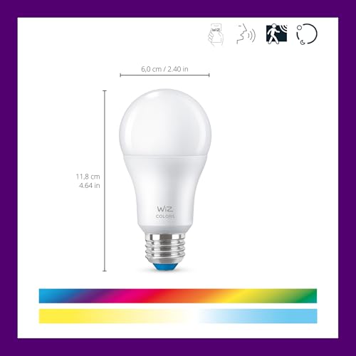 WiZ Connected Smart Light Bulbs, 2-Pack, Color A19 60W 800LM E26 Indoor LED Lights, Smart Bulbs with Motion Detection, Control with Voice or App