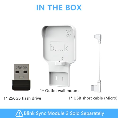 256GB Blink USB Flash Drive, with Outlet Wall Mount for Sync Module, Space-Saving Mount Bracket Holder for Blink Outdoor/Indoor Security System (Sync Module 2 is NOT Included),1Pack