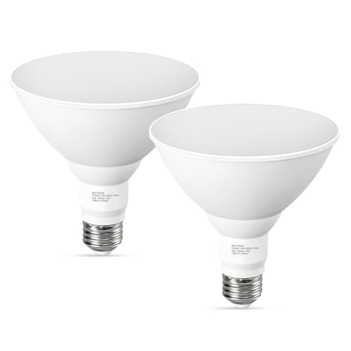LED Flood Light Bulbs, PAR38 Outdoor Flood Light Bulb 5000K,13W 100W Equivalent, Daylight White LED Floodlight Dimmable, Waterproof for Porch Yard Garage, E26 Base, 15,000 Hrs, 2 Pack