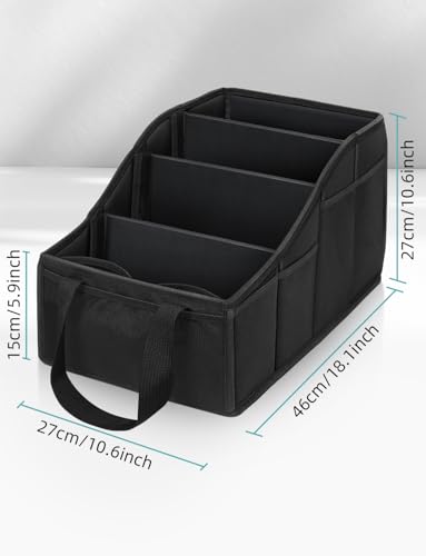 YOHOOLYO Car Seat Organizer Backseat Car Organizer with 4 Compartments, 4 Cup Holders and 7 Mesh Pockets for Front and Rear Seat, Black