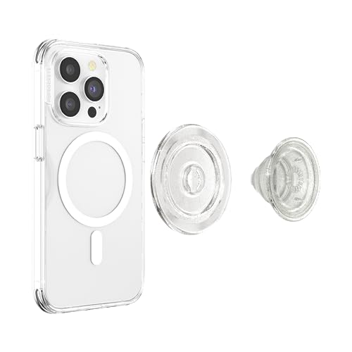 PopSockets Phone Grip for MagSafe, Magnetic Holder, Phone Stand, Clear - Clear Glitter