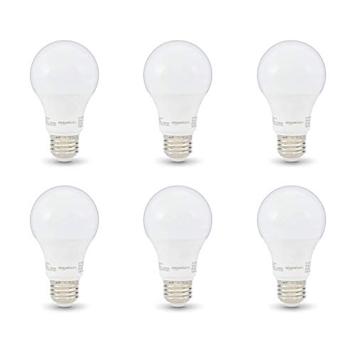 Basics Non-Dimmable LED Light Bulbs, Great Brightness, 40W Equivalent, 6W, E26 Standard Base, 2700K, 10,000 Hour Lifetime, Soft White A19, 6-Pack
