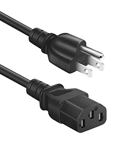 Universal 3-Prong AC Power Cable for Computer, TV, Monitor and More, 6 Feet (1.82 Meters), Black