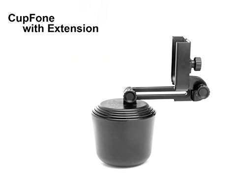 WeatherTech CupFone with Extension – Adjustable, Universal Cup Holder Cell Phone Mount Car & Truck Accessory – Best Design for iPhone & Smartphone Charging – Black Plastic Knobs