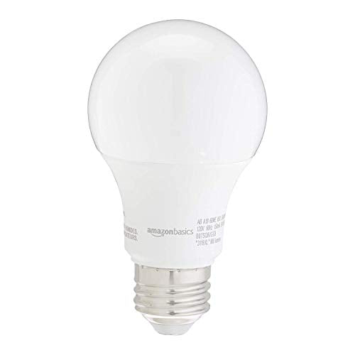 Basics A19 LED Light Bulbs – 60W Equivalent, Daylight White 5000K, 9W Energy Efficient, E26 Base, 24-Pack, Non-Dimmable