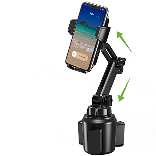 2025 Upgraded Cup Phone Holder for Car, Universal No Shaking Cup Holder Phone Mount with Expandable Base for Car Truck, Adjustable Holders,Compatible with iPhone Samsung All Phones: 1 Pack