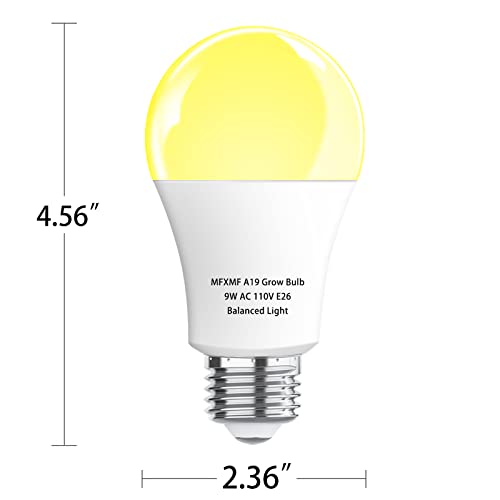 2 Pack LED Grow Light Bulbs A19 – Full Spectrum 9W E26 for Indoor Plants