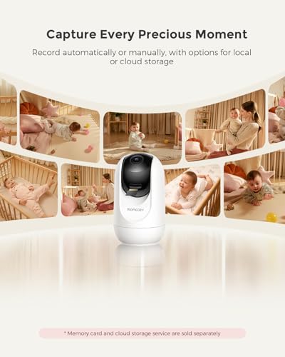 Momcozy Smart WiFi Baby Monitor with Camera and Audio, 5" 1080P Screen with Wall Mount, Motion & Cry Detection, Safe Fence,Clear Night Vision, 5000mAh Battery, 2-Way Talk, Photo & Video Recording,BM04