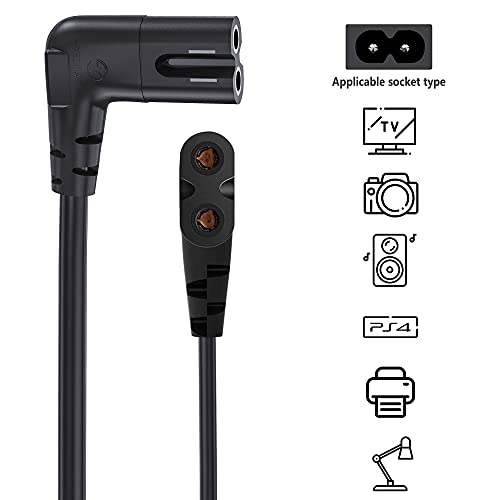 TV Power Cord Compatible with Samsung TV, Ancable 12-Feet 90 Degree Angled 18AWG 2-Prong to L-Shaped C7 Power Cord Compatible with Samsung Philips Toshiba LG Sony Sharp Panasonic Vizio LED T V Sky Box