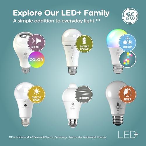 GE LED+ Color Changing LED Light Bulbs with Remote, No App or Wi-Fi Required, A19 Standard Bulbs (2 Pack)