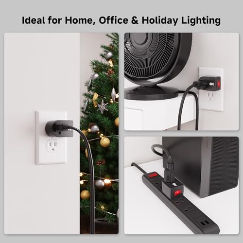 [ETL Listed] Cable Matters 3-Pack Grounded Outlet Switch with On Off, Plug Switch On Off, Single Outlet Adapter, Black