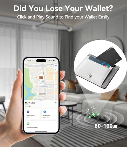 Ultrbeka Wallet Tracker Slim Card Tracker, 0.094in Bluetooth Tracker for Wallets, Passport, Work with Apple Find My, Wireless Charging, Card Locator- iOS Only [Apple MFi Certified] - 2pcs in 1 Box