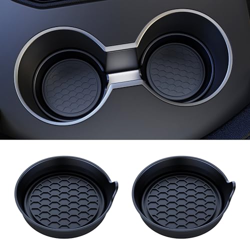 Amooca Car Cup Coaster Universal Automotive Waterproof Non-Slip Cup Holders Sift-Proof Spill Holder Car Interior Accessories 2 Pack Black