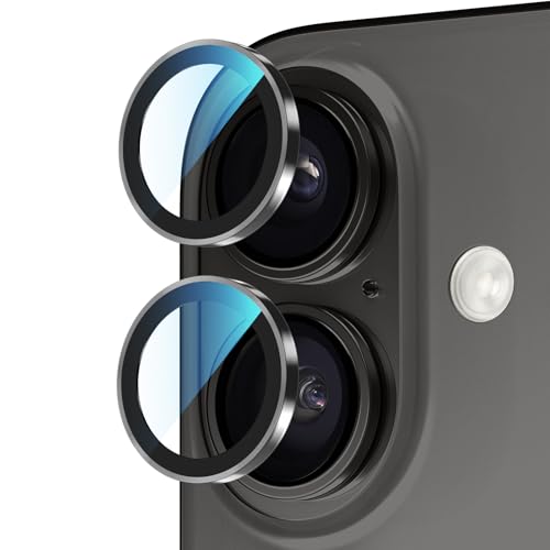 PandaShield 2-Pack Camera Lens Protector for iPhone 17/16/16 Plus, [Anti-Reflection & 98% High Transparency], 9H Explosion-Proof Glass, Anti-Scratch, Easy Installation, Case Friendly, Black