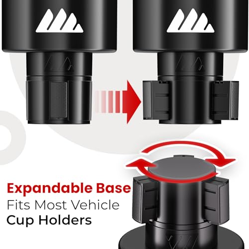 [Upgraded] Integral Ultimate Car Cup Holder Expander - Adjustable Base - Organizer & Expander for Vehicles - Compatible with Mugs, Yeti 14/24/36/46oz, Rambler, Hydro Flasks 32/40oz, 3.4"-4.0" Bottles