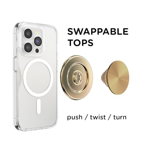 PopSockets Phone Grip for MagSafe, Magnetic Holder, Phone Stand, Enamel - Alum Radial Gold