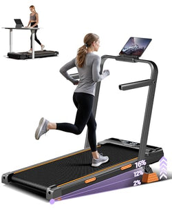 16% Incline Walking Pad Treadmills for Home Small, 4-in-1 Under Desk Treadmill with Handles, Foldable Treadmill with 2.5 HP Quiet Brushless, 330 LBS Capacity