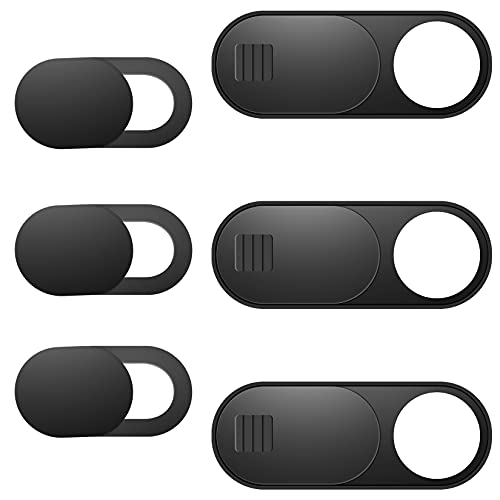 Laptop Camera Cover Slide, Phone Camera Cover Slide, 6 Pack Ultra Thin Webcam Cover Slide for Laptop, Desktop, PC, Tablet, Smartphone, Protect Your Privacy and Security(Black)