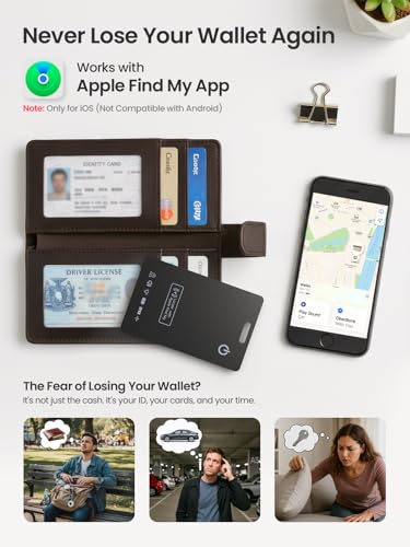 LOXP Wallet Tracker Card – Works with Apple Find My [Apple MFi Certified, iOS Only], Slim 1.65mm Bluetooth Item Finder, IP68 Waterproof, Wireless Rechargeable GPS Locator for Wallet, Keys & Luggage
