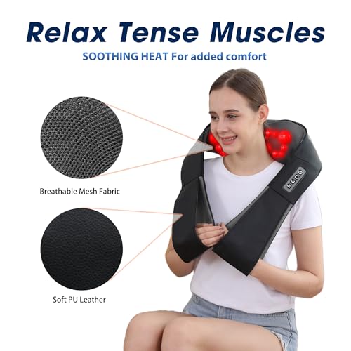 Shiatsu Neck & Back Massager with Heat – Electric 3D Kneading Massage Pillow for Neck, Shoulders & Back (Home, Office & Car Use, Gift for Men & Women, NOT Cordless)