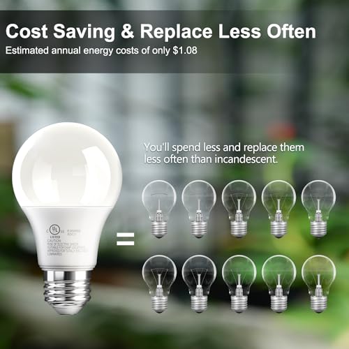 TJOY 24 Pack A19 LED Light Bulbs Soft Warm White 2700K, 60 Watt Equivalent, Efficient 9W, E26 Standard Base, Non Dimmable Energy Saving Warm Light Lamp Bulb, 800LM 120V, for Home, Bedroom, Living Room