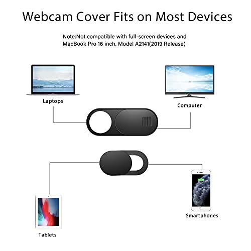 Laptop Camera Cover Slide, Phone Camera Cover Slide, 6 Pack Ultra Thin Webcam Cover Slide for Laptop, Desktop, PC, Tablet, Smartphone, Protect Your Privacy and Security(Black)