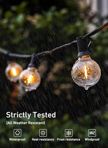 Brightown 25 Pack G40 LED String Light Replacement Bulbs - E12 Base, 2200K Warm White, Shatterproof Plastic, Waterproof, 1.5 Inch Dimmable LED Light Bulb for Indoor Outdoor Patio Lights