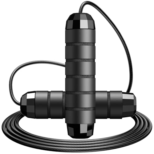 Speed Jump Rope Adjustable Steel Cable – Tangle-Free Skipping Rope with Ball Bearings for Cardio, Fitness & Home Workout (Men, Women, Kids)
