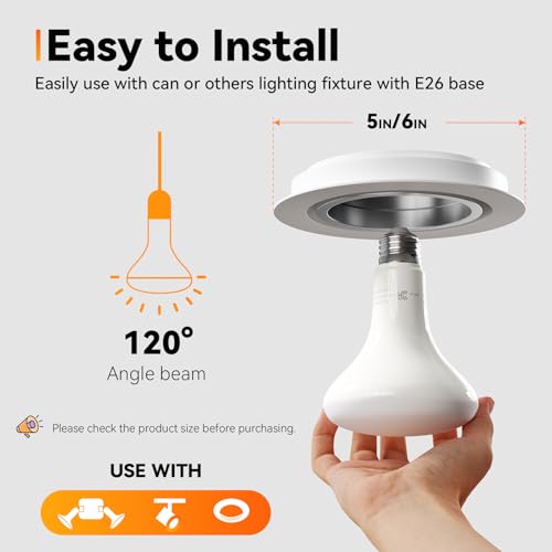 TJOY 12 Pack BR30 Flood Light Bulb Indoor, 65W Equivalent Dimmable Led Recessed Lights Bulb, 2700K Soft Warm White, E26 Base Bulbs for Kitchen Ceiling, Recessed Can, Replacement Incandescent, 9W,800LM