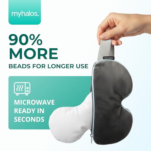 MyHalos® Heated Eye Mask for Dry Eyes - Steam Warm Compress for Eyes - Remove Styes, Chalazion Therapy Warming and Heating Pad Hot Compress - Moist Heat Mask for Blepharitis & MGD - FSA|HSA Eligible