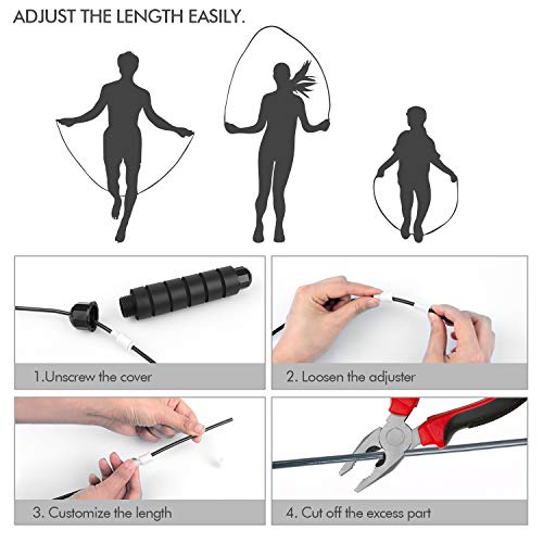 Speed Jump Rope Adjustable Steel Cable – Tangle-Free Skipping Rope with Ball Bearings for Home Gym, Fitness & Cardio Workout