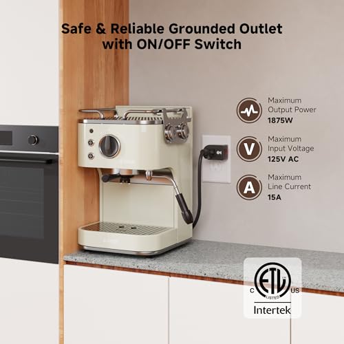 [ETL Listed] Cable Matters 3-Pack Grounded Outlet Switch with On Off, Plug Switch On Off, Single Outlet Adapter, Black