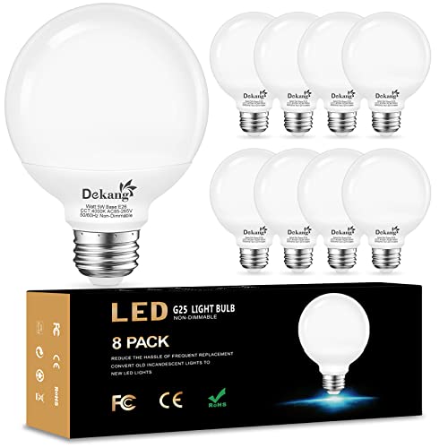 8-Pack LED Vanity Bulbs 5W 4000K Natural Daylight, E26 Base, 60W Incandescent Equivalent, 500LM, Non-Dimmable