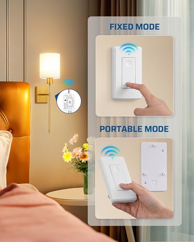 DEWENWILS Wireless Remote Light Switch, Expandable Wireless Wall Switch Kit, No Wiring, No WiFi, 100 Ft RF Range, Programmable, Remote Control Light Fixture for Lamps, Ceiling Lights, Fans