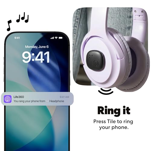 Life360 Tile Sticker - Small Bluetooth Tracker, Remote Finder and Item Locator for Bikes, Glasses and More. Both iOS and Android Compatible. Phone Finder. 1-Pack (Black)