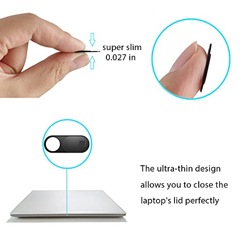 Laptop Camera Cover Slide, Phone Camera Cover Slide, 6 Pack Ultra Thin Webcam Cover Slide for Laptop, Desktop, PC, Tablet, Smartphone, Protect Your Privacy and Security(Black)
