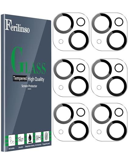 Ferilinso for iPhone 14 iPhone 15 iPhone 14 Plus iPhone 15 Plus Camera Lens Protector for iPhone 13 13 Mini Lens Screen Protector Accessories Cover 9H Protection Case Friendly 6 Pack