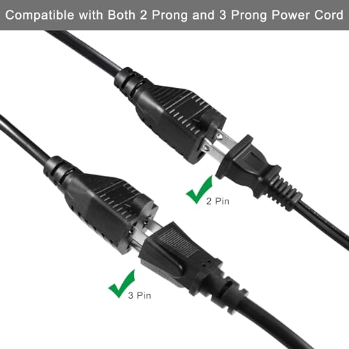 KUNCAN Short Power Extension Cord - Low Profile Wall Head 6 Inch 14AWG/3C SJTW Heavy Duty Extension Cable for Indoor/Outdoor, 90-Degree Flat Plug 15A/125V 1875W NEMA 5-15P to NEMA 5-15R, Black 1-Pack