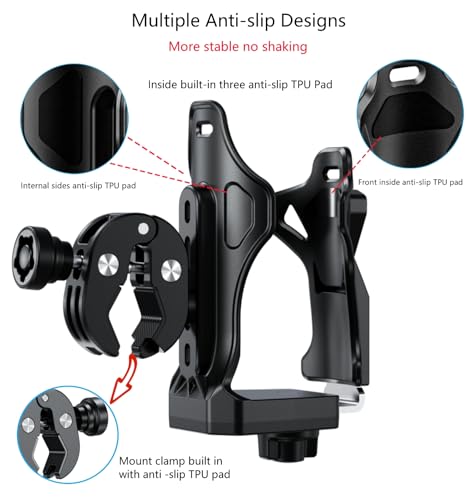 Kewig Anti-Theft Motorcycle Cup Holder, Extra Large Adjustable Size Bike Water Bottle Holder for 1.95-3.6" Diameter Bottles, Drink Holder for Stroller, Moto, Bicycle, Scooter, Wheelchair