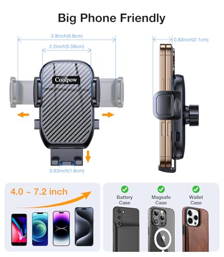 Coolpow Cup Holder Phone Holder for Car Phone Holder Cup Holder Phone Mount【Ultra Stable & Never Shake】 Phone Holders for Your Car Cupholder Cell Phone Car Mount for iPhone Samsung All Smartphones