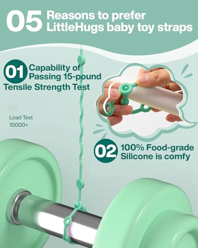 Toy Straps for Baby, 5pcs Adjustable Toy Holder for Stroller Accessories, Silicone Tether Pacifier Clip, No Throw Travel Essential Leash for High Chair, Car Seat (5-Pack)